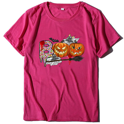 Halloween Pumpkin Print T-Shirt – Unisex Short Sleeve Tee | 20 Colors, S–XXXL