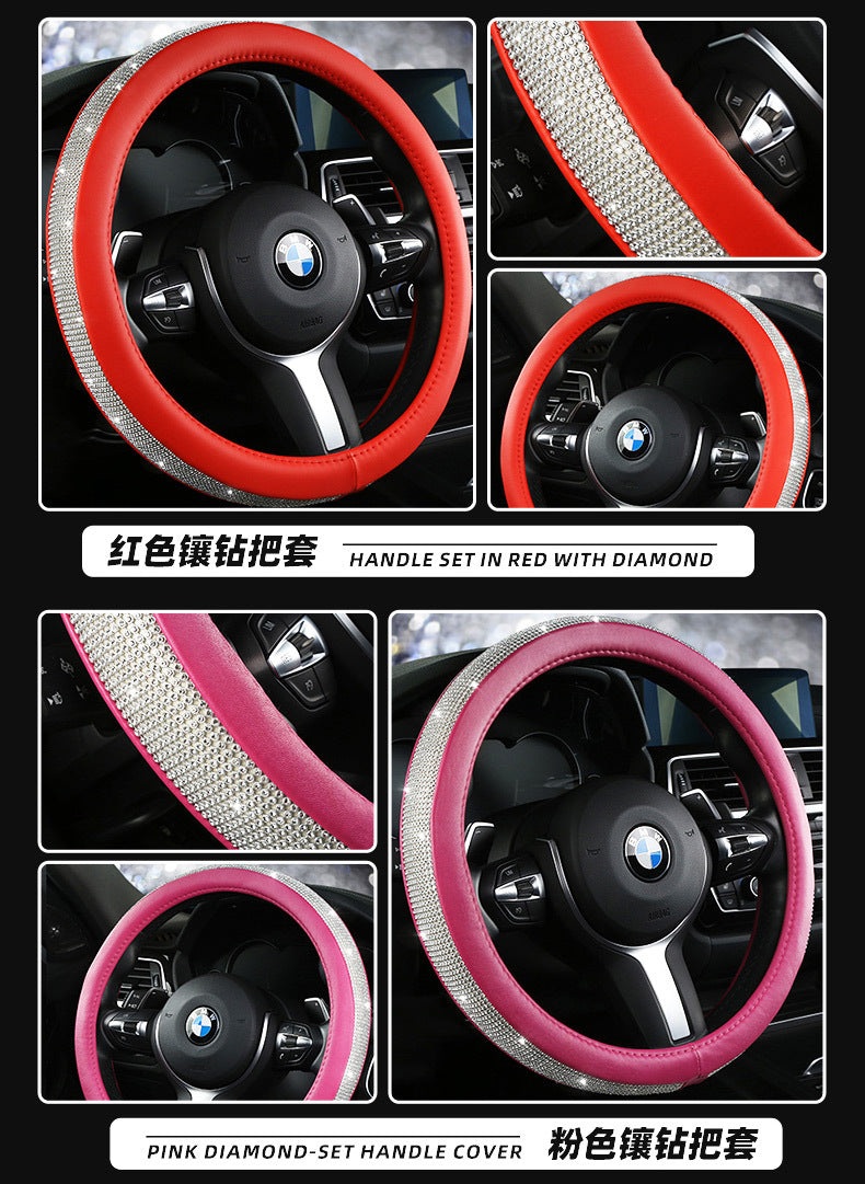 Diamond Steering Wheel Cover for Women – Bling Crystal Car Accessory | 9 Colors