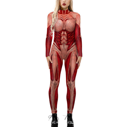 Women's Halloween Jumpsuit – Funny Long Sleeve One-Piece Costume S–2XL