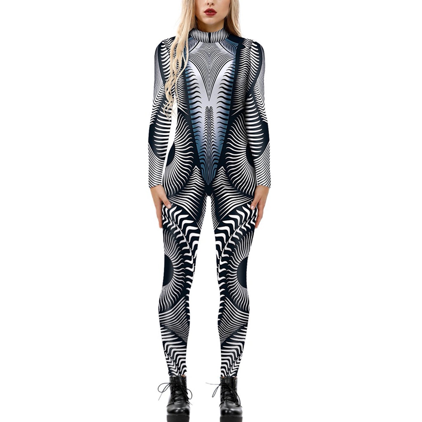 Women's Halloween Jumpsuit – Funny Long Sleeve One-Piece Costume S–2XL