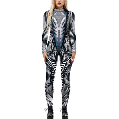 Women's Halloween Jumpsuit – Funny Long Sleeve One-Piece Costume S–2XL