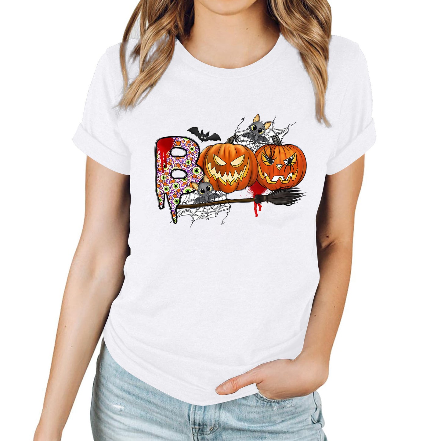 Halloween Pumpkin Print T-Shirt – Unisex Short Sleeve Tee | 20 Colors, S–XXXL