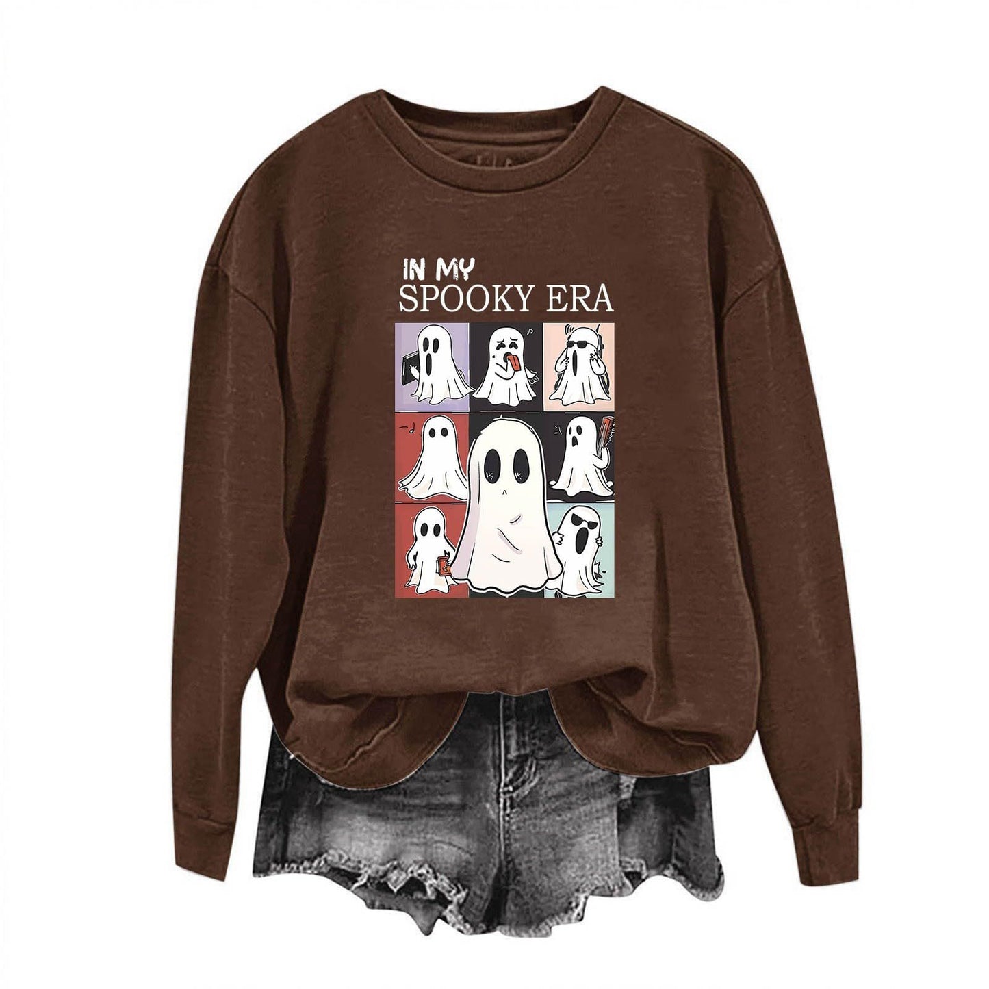 Women's Halloween Ghost Sweatshirt – Cute Spooky Pullover for Fall