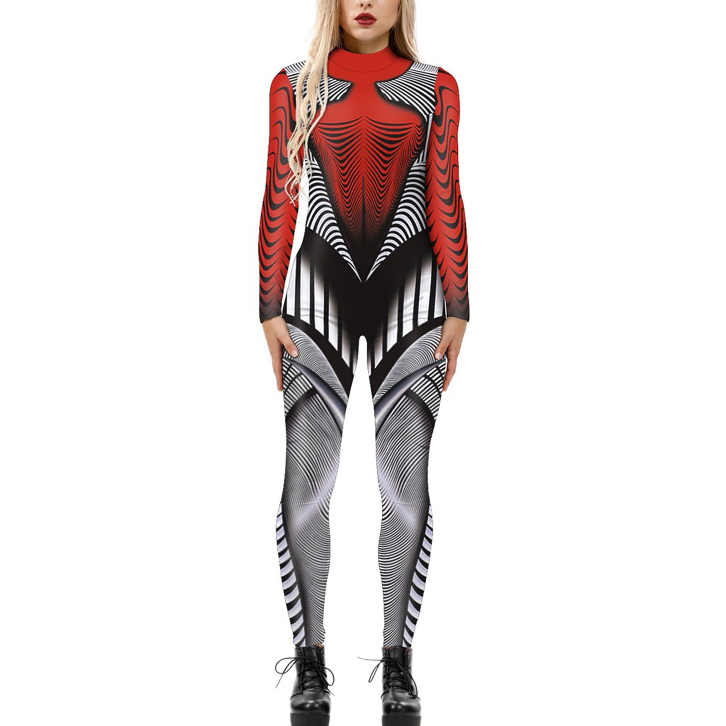 Women's Halloween Jumpsuit – Funny Long Sleeve One-Piece Costume S–2XL