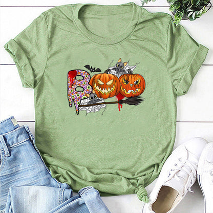 Halloween Pumpkin Print T-Shirt – Unisex Short Sleeve Tee | 20 Colors, S–XXXL