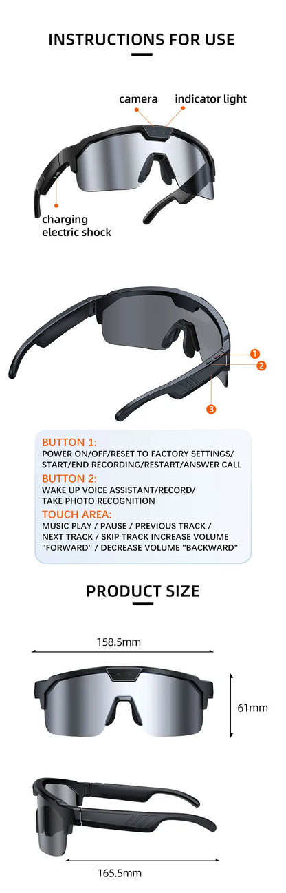 Smart Glasses with 4K HD Camera – Anti-Shake Recording, 3D Stereo Audio & Wearable Tech