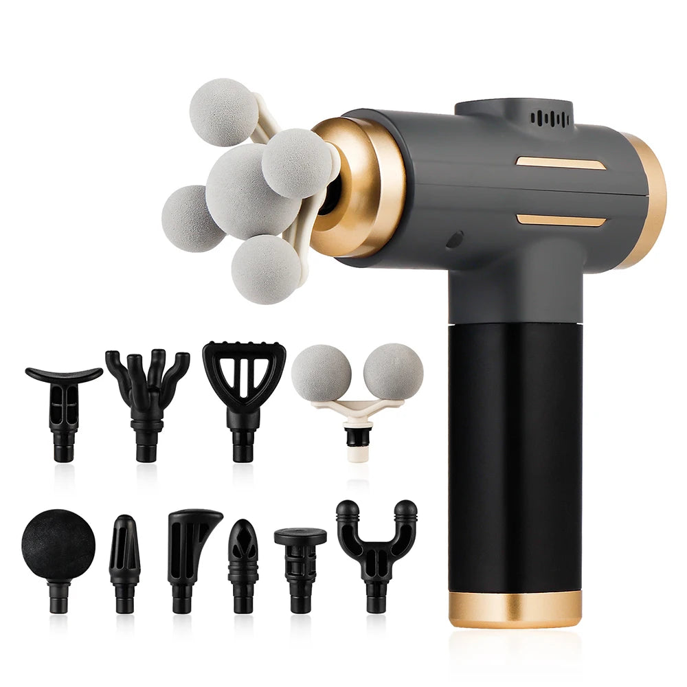 11-in-1 Electric Massage Gun – 99-Level Deep Tissue Percussion Massager with Fast Charging