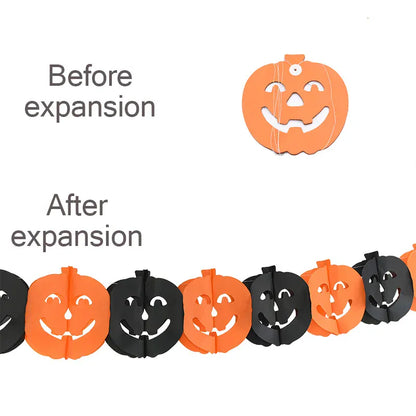 Halloween Banner Garland – Pumpkin Ghost Bat Paper Party Decoration