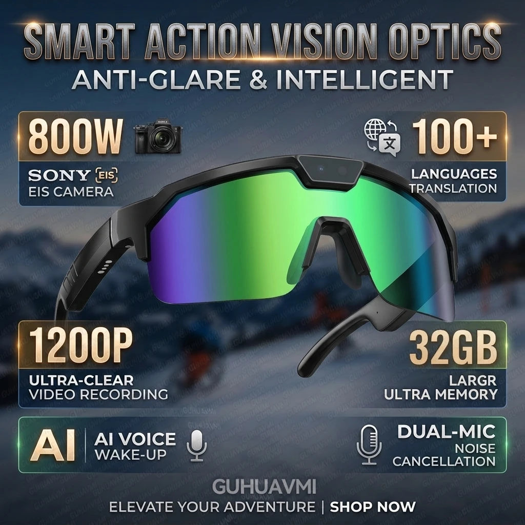 Smart Glasses with 4K HD Camera – Anti-Shake Recording, 3D Stereo Audio & Wearable Tech