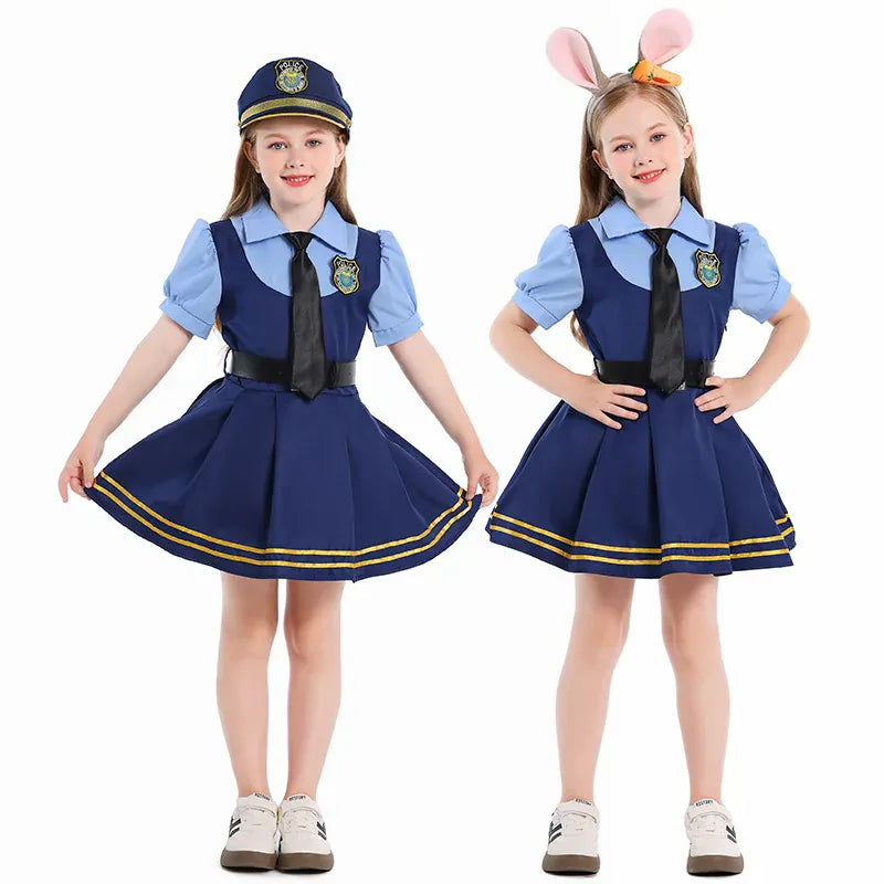 Kids Police Costume Set – Boys & Girls Halloween Cosplay Outfit | Sizes XS (2–4Y) to XL (10–12Y)