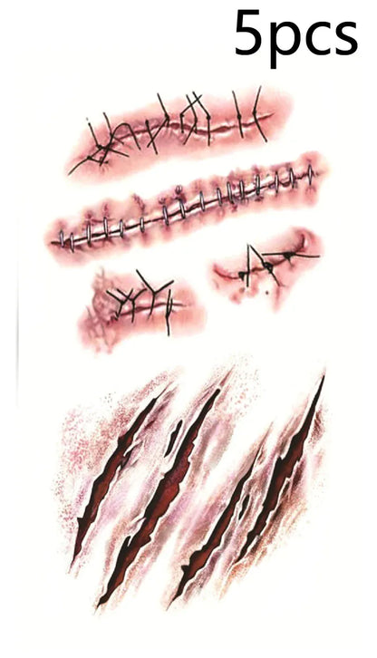 Halloween Scar Temporary Tattoos – Realistic Wound & Scar Costume Stickers