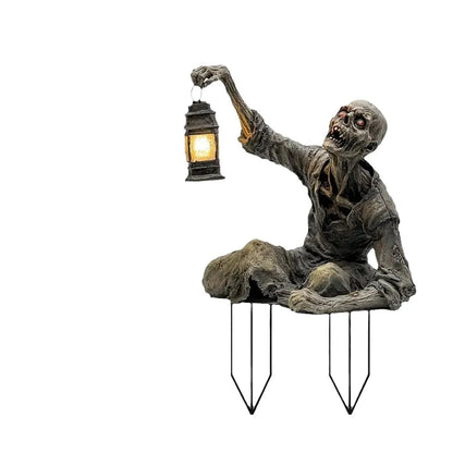 Halloween Lantern Terror Zombie Ornament Spooky 2D Acrylic Garden Ground Plug Ornament Home Outdoor Garden DIY Decoration Gift