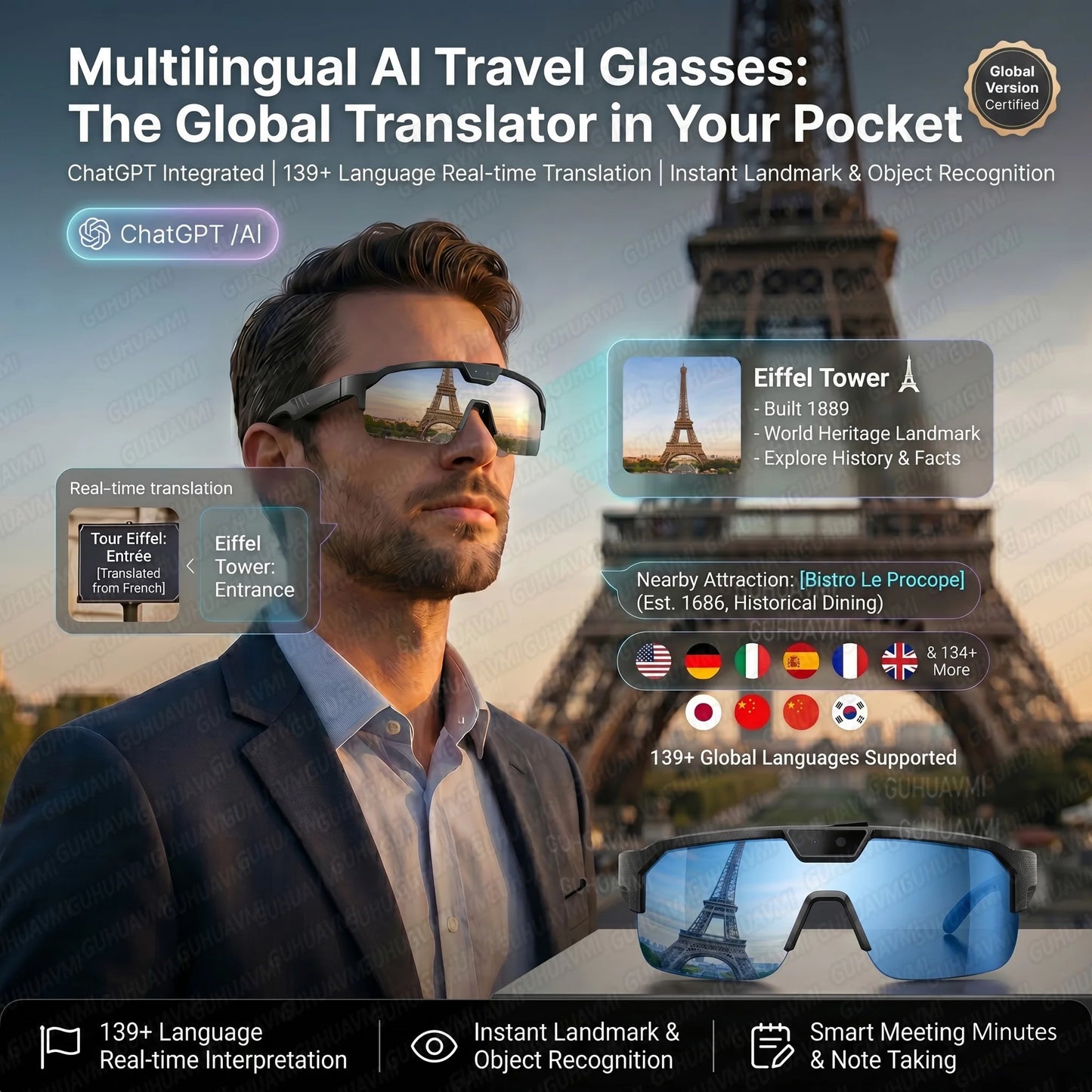 Smart Glasses with 4K HD Camera – Anti-Shake Recording, 3D Stereo Audio & Wearable Tech