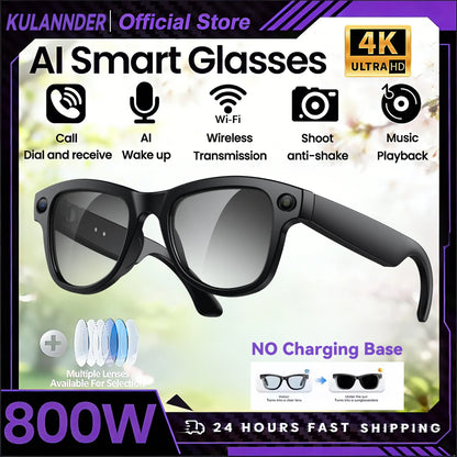 Smart AI Glasses – 8K Camera, Real-Time Translator & Photo/Video Recording Wearable