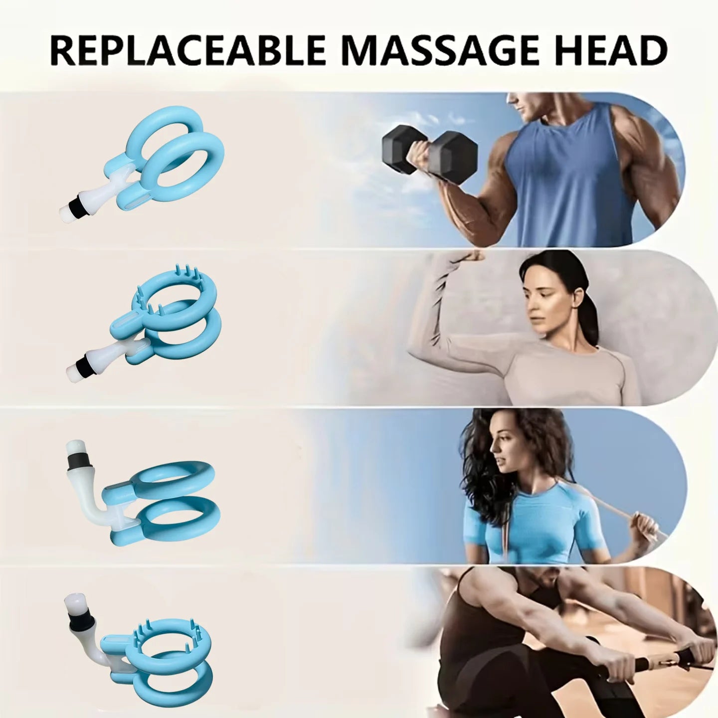 Massage Gun Head Attachments – Replacement Tips for 12mm & 19mm Shaft Massagers