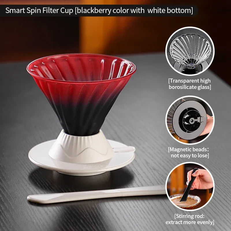 Bincoo Coffee Filter Cup Smart Filter Glass Filter Hand Brew Funnel with Stirrer Coffee Utensil Espresso Cold Brew Reusable Cone Bincoo Coffee Filter Cup Smart Filter Glass Filter Hand Brew Funnel with Stirrer Coffee Utensil Espresso Cold Brew Reusable Cone