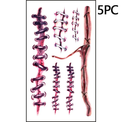 Halloween Scar Temporary Tattoos – Realistic Wound & Scar Costume Stickers