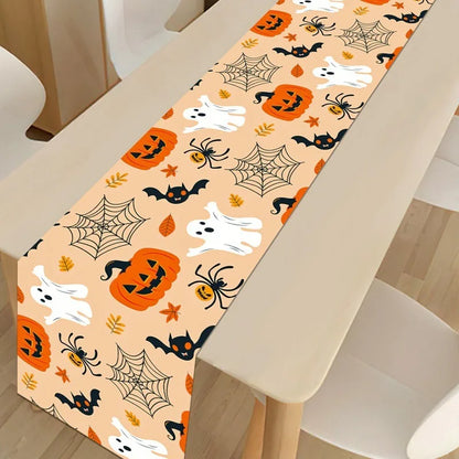 Halloween Table Runner Halloween Party Decoration Kids Favors Spooky Pumpkin Ghost Table Runner Trick or Treat Party Supplies