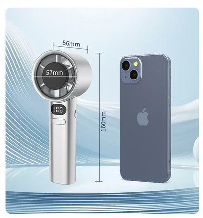 Portable Handheld Ice Cooling Fan — USB Rechargeable, 6-Hour Battery, 120-Speed Control