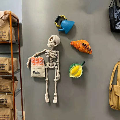 Poseable Skull Fridge Magnet – Funny Magnetic Skeleton Decoration