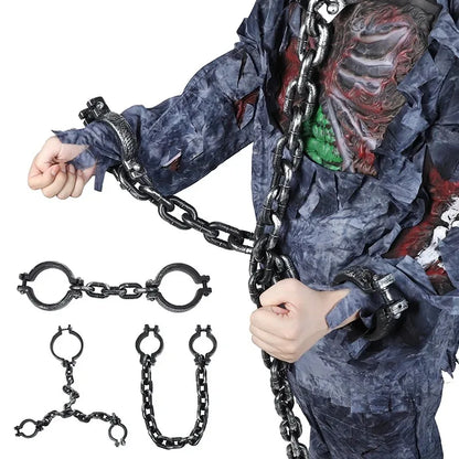 Halloween Costume Chain & Cuff Prop Set – Plastic Prisoner & Zombie Accessories