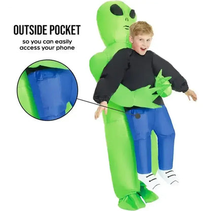 Inflatable Alien Halloween Costume – Scary Green Monster Suit for Kids & Adults | Small (120–150 cm) & Large (150–190 cm)