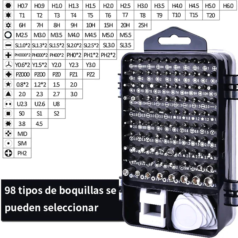 Iruibo 115 in 1 Screwdriver Set: Multifunction with Various Nozzles, Ideal for Repairing Cell Phones, Consoles and Electronics