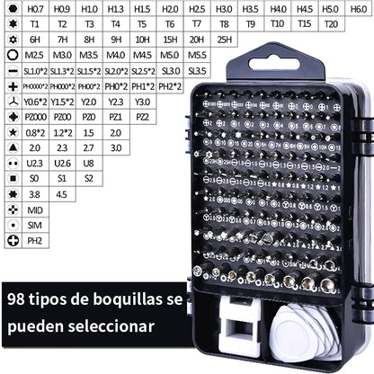 Iruibo 115 in 1 Screwdriver Set: Multifunction with Various Nozzles, Ideal for Repairing Cell Phones, Consoles and Electronics