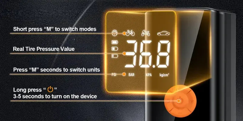 LEIBOO 150PSI Smart Cordless Tire Inflator – 80W Digital Air Compressor | Wahooly LEIBOO Smart Cordless Tire Inflator – 150PSI 80W Air Compressor with Digital Gauge & Auto Shut-Off