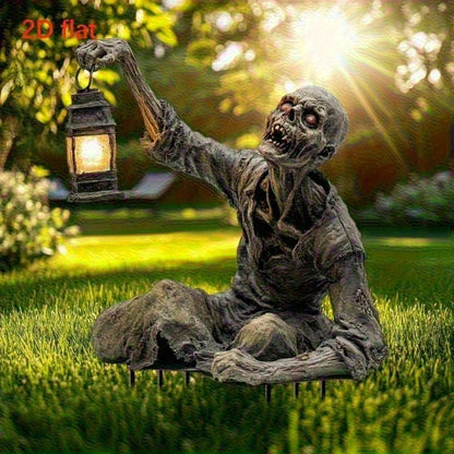 Halloween Lantern Terror Zombie Ornament Spooky 2D Acrylic Garden Ground Plug Ornament Home Outdoor Garden DIY Decoration Gift