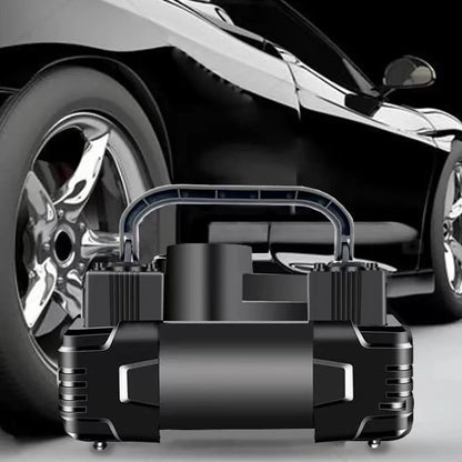 12V Portable Tire Inflator – Heavy Duty Dual Cylinder Air Compressor | Wahooly 12V Heavy Duty Portable Tire Inflator with Digital Gauge & LED Light