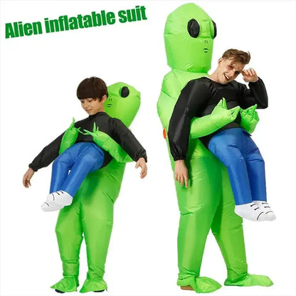 Inflatable Alien Halloween Costume – Scary Green Monster Suit for Kids & Adults | Small (120–150 cm) & Large (150–190 cm)