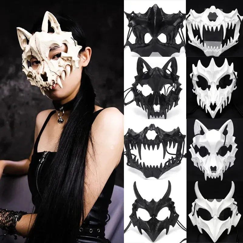 Dragon God Half Face Mask – Fierce COS Costume Mask for Halloween & Cosplay