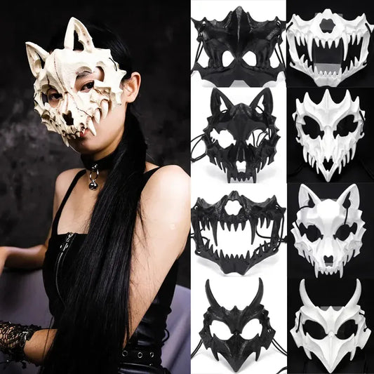 Dragon God Half Face Mask – Fierce COS Costume Mask for Halloween & Cosplay