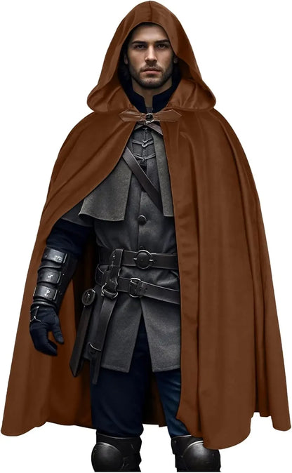 FashionMedieval Velvet Hooded Cloak - Renaissance Cape with Hood Vintage Capelet Halloween Sorcerer Costume