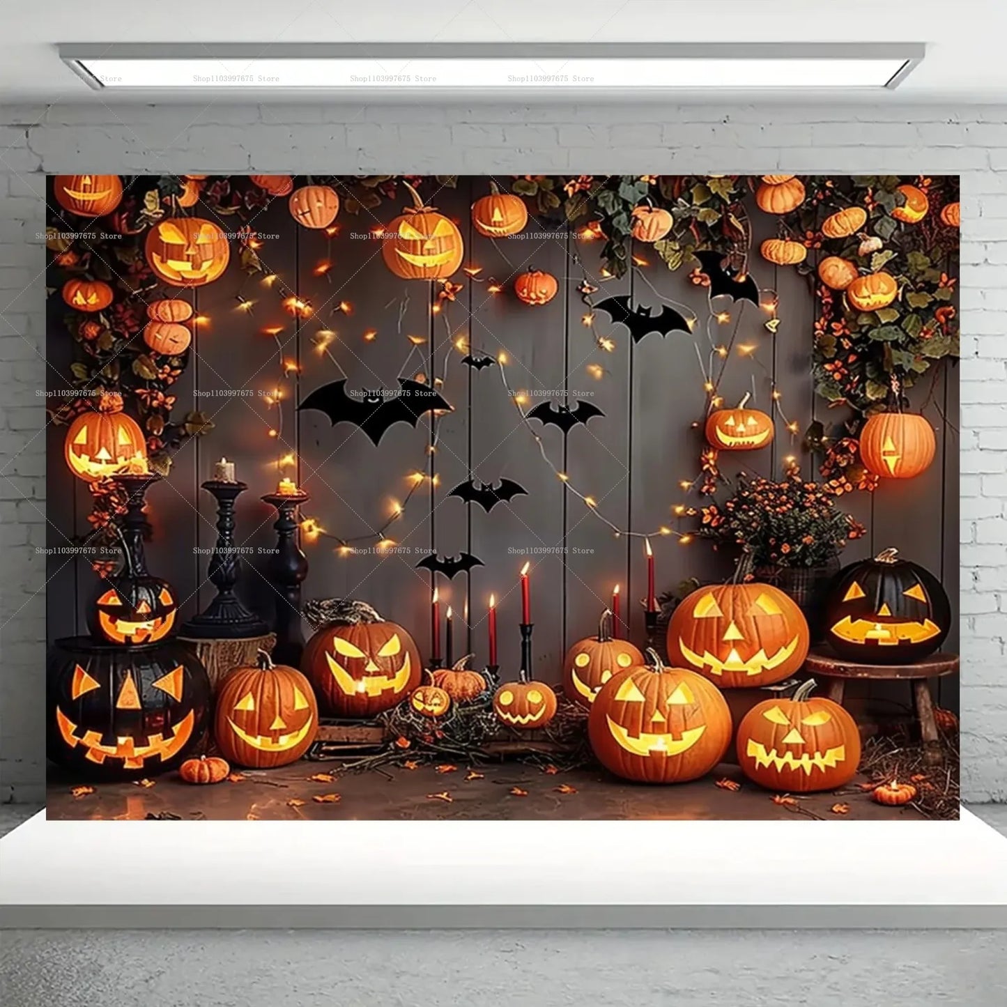 Halloween Backdrop Funny Pumpkin Lanterns Bats Photography Background for Festival Kids Birthday Party Decor Photo Booth Props