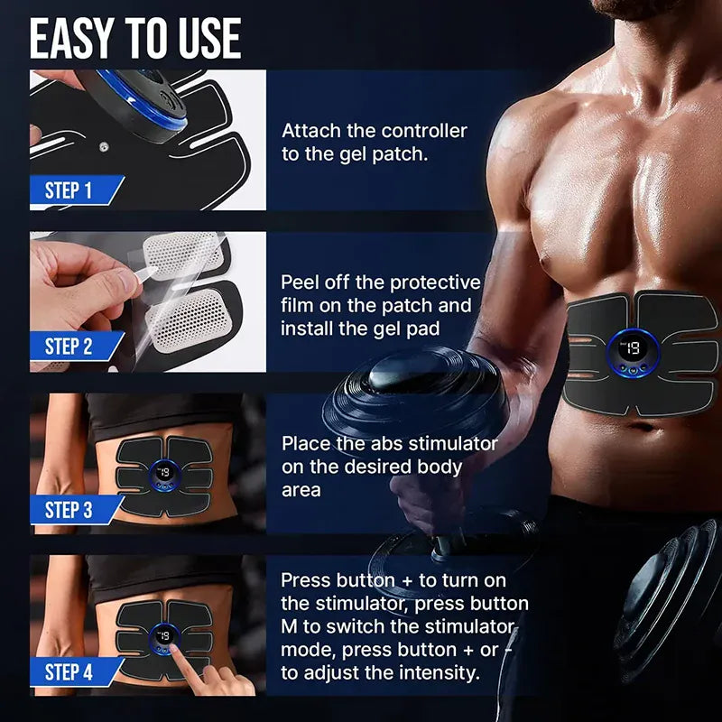 EMS Muscle Stimulator – Electric Massage Trainer for Abs, Arms, Legs & Back