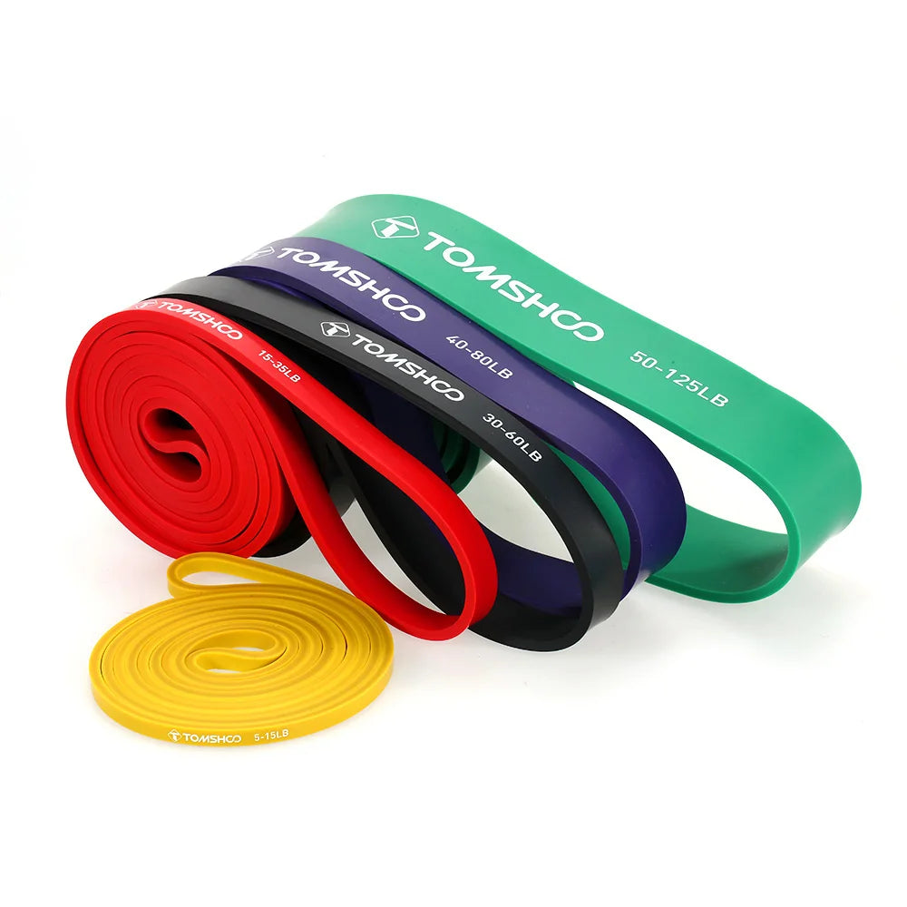 5 PCS Pull Up Assist Bands Set Resistance Loop Bands Powerlifting Exercise Stretch Bands with Door Anchor and Handles