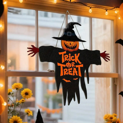 Halloween Trick or Treat Wooden Sign – Spooky Monster Door & Wall Decor