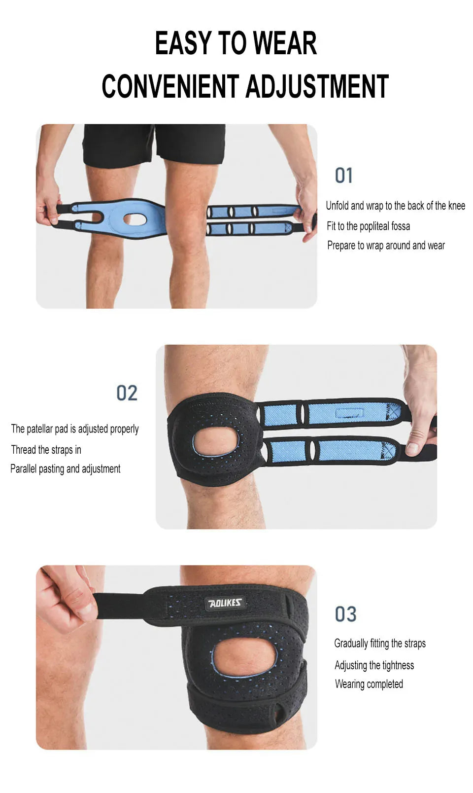 AOLIKES 1PCS Patella Knee Brace Patellar Tendon Support Strap with Gel Pad - Knee Pain,Arthritis,Tendonitis,Knee Stabilizer