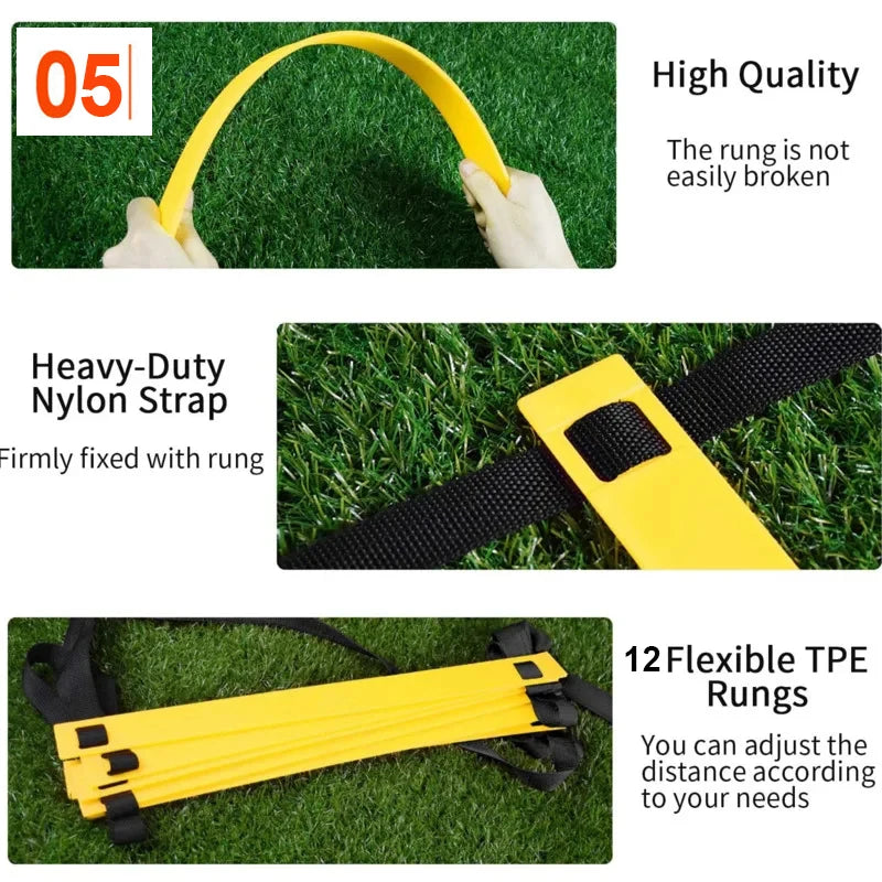 6M 12 Rung Speed Agility Ladder Training Set Field Cones Resistance Parachute Footwork Sport Soccer Football Training Equiment