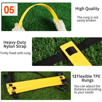 6M 12 Rung Speed Agility Ladder Training Set Field Cones Resistance Parachute Footwork Sport Soccer Football Training Equiment