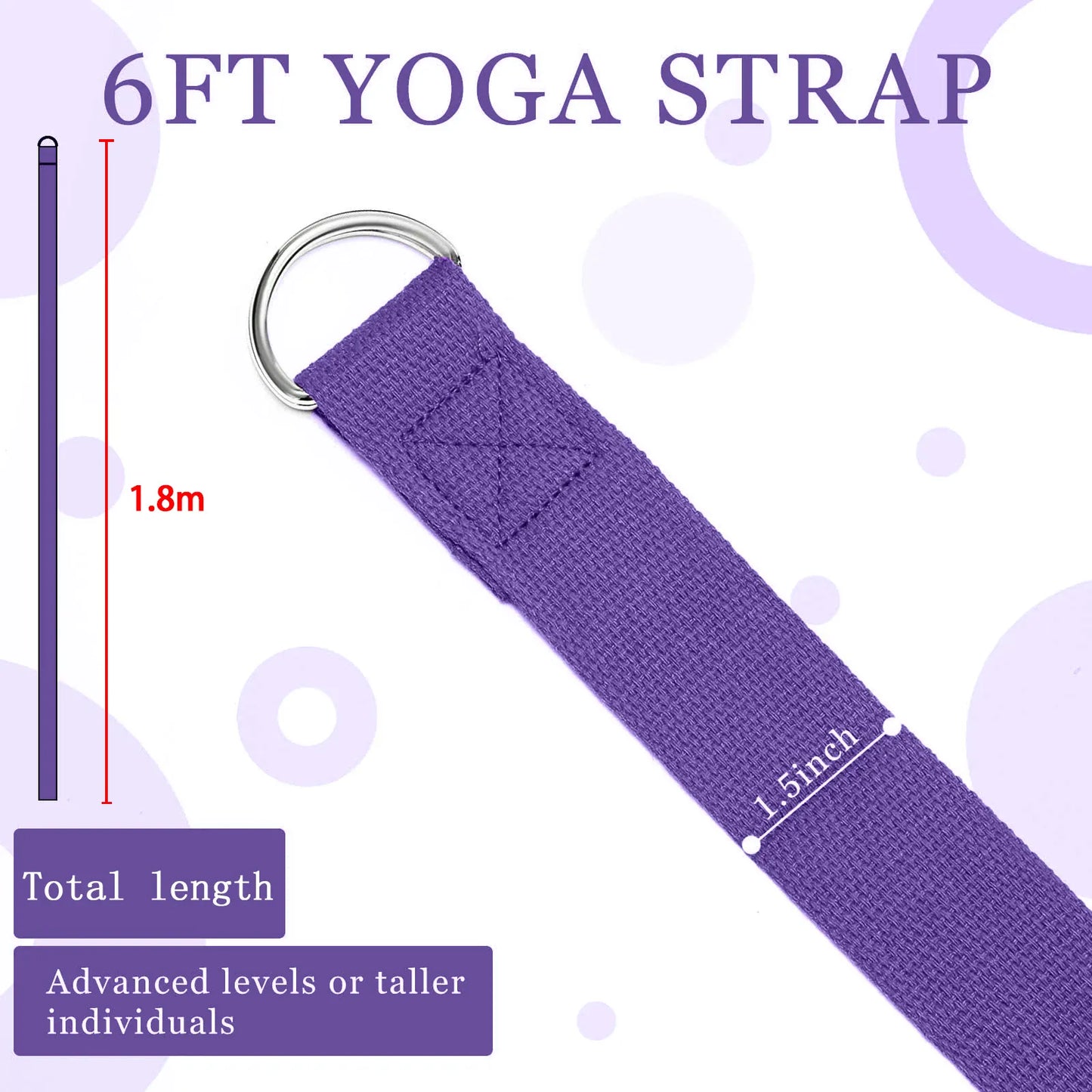 Yoga Strap – Adjustable D-Ring Stretching Belt for Yoga, Pilates & Flexibility Training