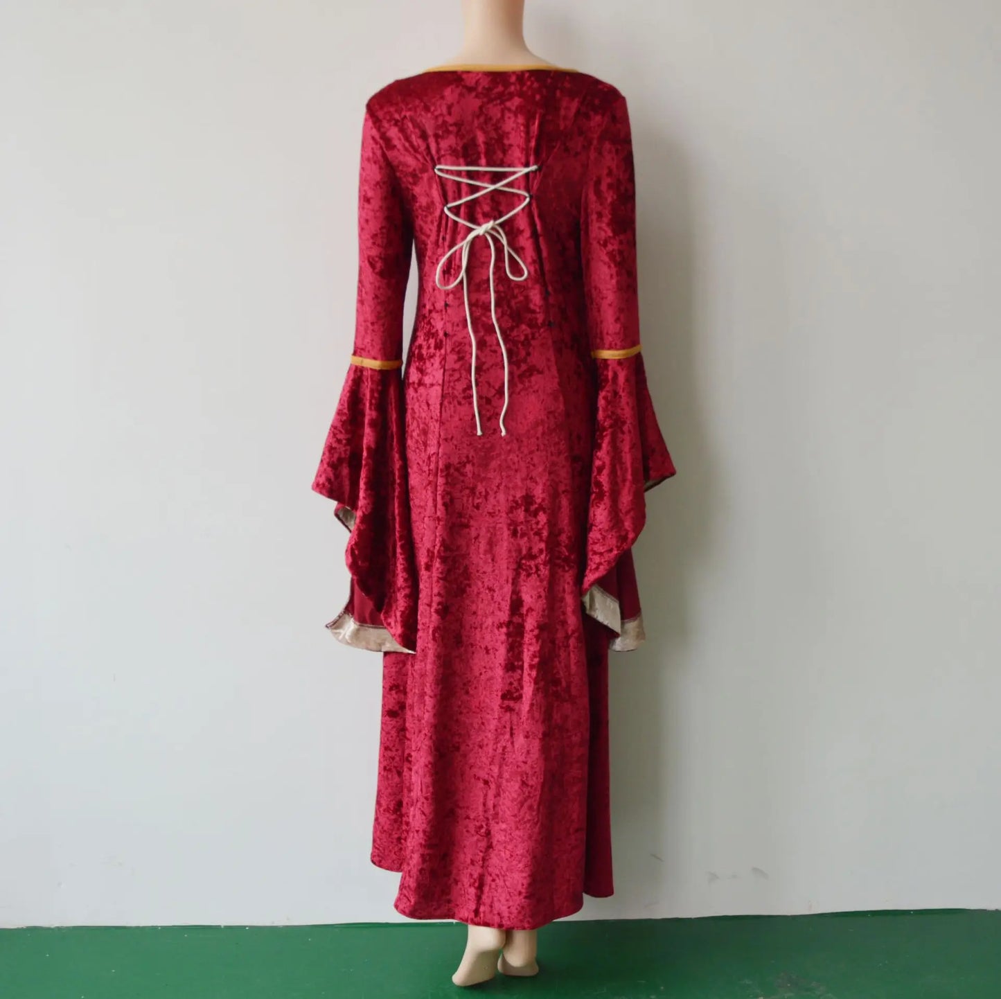Halloween Velvet Bell Sleeve Dress – Medieval European Court Vintage Gown | 5 Colors | Sizes S–XXXL