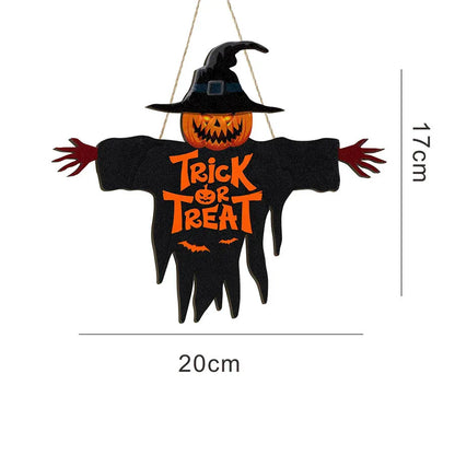Halloween Trick or Treat Wooden Sign – Spooky Monster Door & Wall Decor