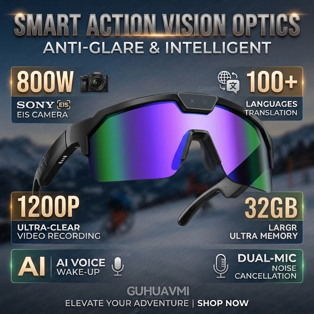 Smart Glasses with 4K HD Camera – Anti-Shake Recording, 3D Stereo Audio & Wearable Tech