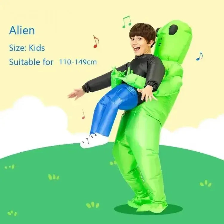 Inflatable Alien Halloween Costume – Scary Green Monster Suit for Kids & Adults | Small (120–150 cm) & Large (150–190 cm)