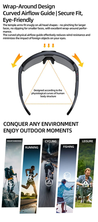Smart Glasses with 4K HD Camera – Anti-Shake Recording, 3D Stereo Audio & Wearable Tech