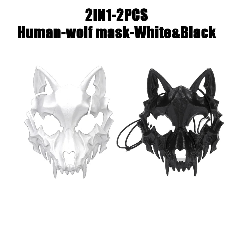 Halloween Skull Party Mask Anime Dragon God Skeleton Half Face Masks Bone Skull Animals Mask Cosplay Dance Prom Costume Props