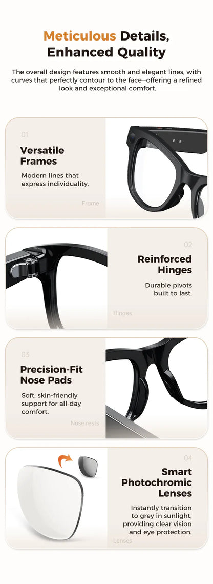Smart AI Glasses – 8K Camera, Real-Time Translator & Photo/Video Recording Wearable